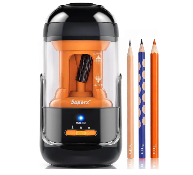 M&G Superx Automatic Pencil Sharpener - Office Stationery Writing Tool with Auto Push, Adjustable Size, Multi-Thickness Compatibility for All Pencils