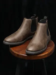 Men's Chelsea Boots, Vintage Urban Commuter Style, Dual Stitch Elastic Side Straps, Anti-Slip Rubber Sole, Casual Office Walking Shoes, Footwear