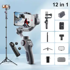 FUNSNAP C05 Gimbal Stabilizer with remote for Smartphone, Android iPhone 3-Axis with Fill Light/360° AI Tracking Sensor for iPhone17 16 15 14 13 ProMax Samsun S26U 25U 24 23 Zf7 Zf6 Zf5 Handheld Phone Gimbal for Video Recording live stream Vlog