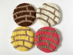 Set of Concha Coasters, Handmade Punch Needle, Mexican Pan Dulce