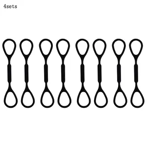 Silicone Lanyard, 4 Sets Double-ended Elastic Lanyard, Music Accessories for Guitar, Bass, Violin, Cello, Ukulele, Mandolin