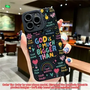 Inspirational Quote Phone Case for iPhone 17 16 15 14 13 12 11 Plus Pro Max with Motivational Font Style Shockproof Protective Cover Encouraging Words Like "God is Greater than Your Fears" Positive Gift for Smartphone