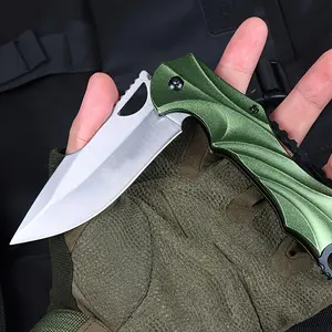 Green Magic Belt Clip Folding  - Stainless Steel EDC  with Textured Grip Handle.hiking. An ideal gift, and boyfriends legal multi-bugout tactical tool t6 aluminum handle survival blade pocket fruit cutting multifunctional fold outdoor non slip knife