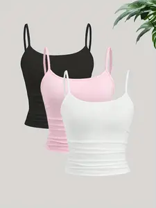 Women's Solid Color Camis Top, Casual Sleeveless Spaghetti Strap Top for Daily Wear, Ladies Clothes for All Seasons, Basic