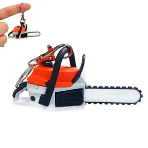 Miniature Chainsaw Hanging Decoration, Realistic Mini Garden Tool Model, Outdoor Enthusiast Collection Item, PVC Material