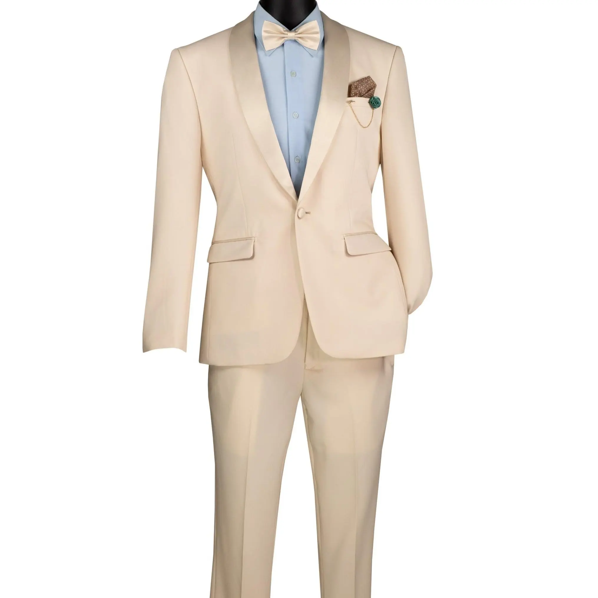 Men’s 2-Piece Stretch Slim Fit Shawl Lapel Tuxedo - Champagne