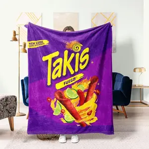 Takis Food Print Flannel Blanket Bedroom Accessories Multifunctional Soft & WarmBed Blanket, Throw Blanket for Bedroom, Sofa.Couch,Travel Essentials, Christmas Accessories Gifts