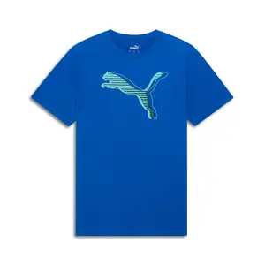 PUMA Mens Essentials Logo Crew Neck Short Sleeve Casual Tops Casual - Blue