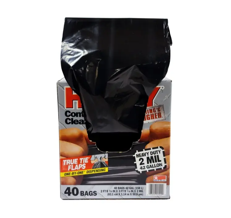 Heavy Duty Contractor Black Bags, 42 Gallon, 40 Bags, 2 Mil (20% PCR) Cleaning Garage Household