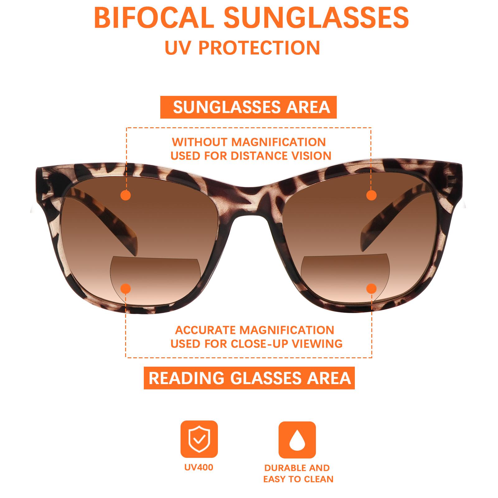 4-Piece Set Of Bifocal Anti-Blue Light Reading Sunglasses, Suitable For Both Men And Women. A Stylish Accessory Featuring Light-Blocking, Durable Lenses, Suitable For Summer, Outdoor Activities, Vacations, Fishing, And More.