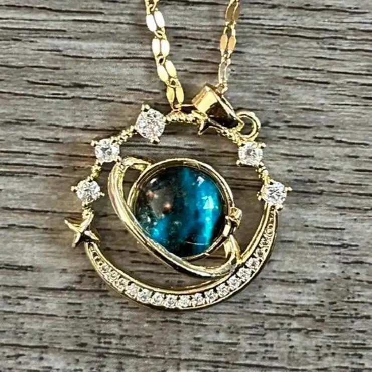 The Fortune Family Planet Design Pendant Necklace for Women & Girls - Fashion Jewelry for Party, Daily Clothing Decor, Trendy All-Match & Exquisite Rhinestone Elegant Stylish Accessories Celestial Charm