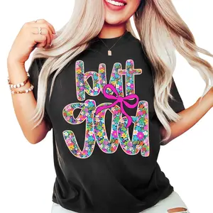 But God Graphic Tee Shirt Floral Font Christian Preppy Tee Cotton Soft Breathable Classic Fit Crew Neck Short Sleeves Casual Wear Womenswear Top