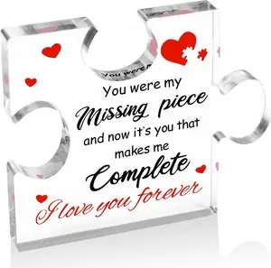 Risamil Gifts for Lover&Sister&Dad&Daughter&Bestie&Grandma Heart Shaped Acrylic Block, Flower & LetterPattern Decorative Ornament, Room Decorinspirational Creative