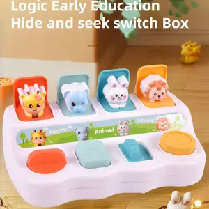 Random Color Interactive Pop Up Animal Toy, Montessori Toy, Sensory Activity Board, Colorful Button Developmental Toy, Preschool Learning Tool, Early Learning Toy for Boys and Girls, toys for 1 year old, Multi Activity Playset