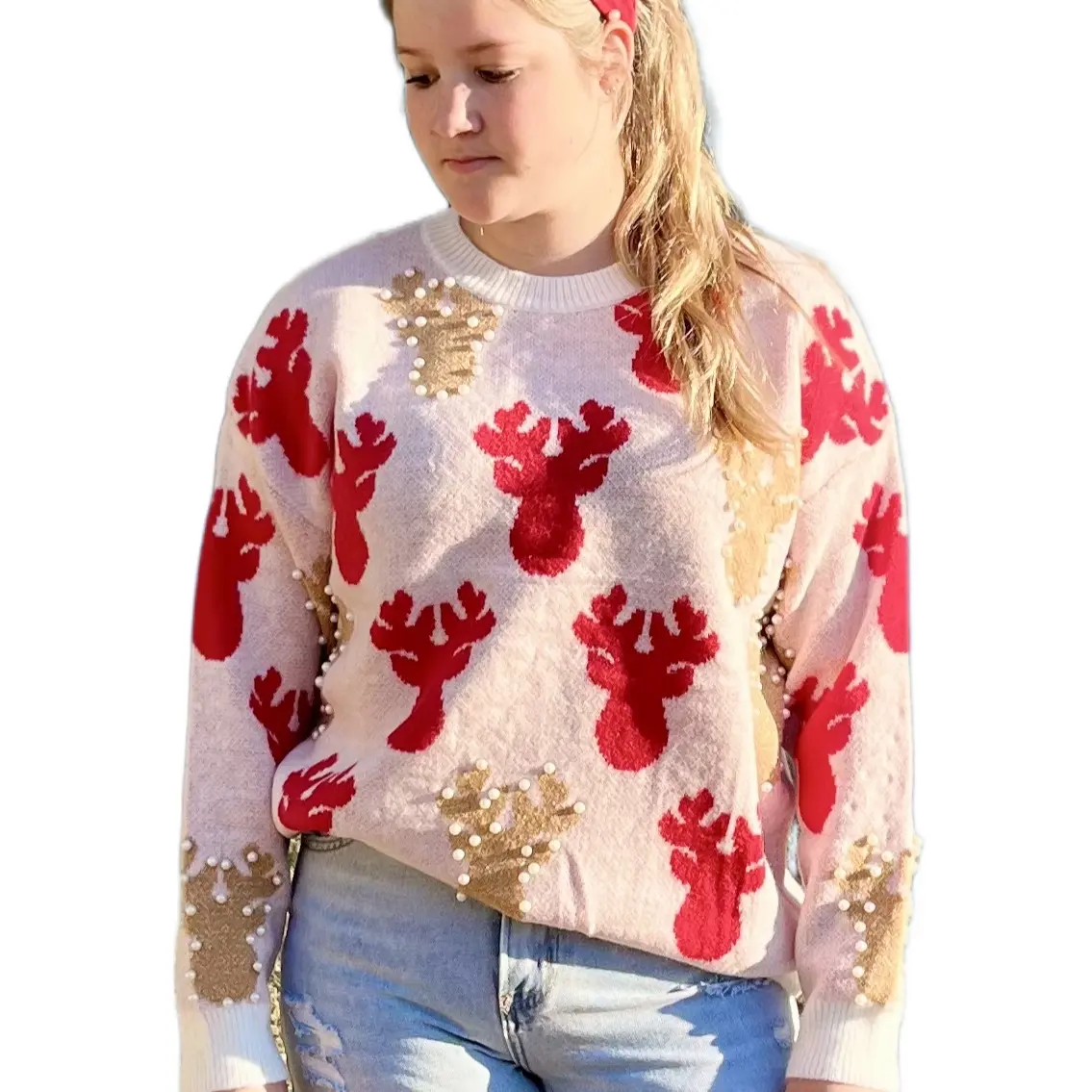 Rudolph! Pearl Bead Sweater