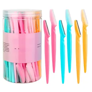 Eyebrow Razors and Face Razors for Women and Men with Protective Cover Safe and Newbie Friendly Stainless Steel & Plastic Reusable Razors Handle Compact Makeup Cosmetic Smooth Water Proof, Define Precision Long-Lasting Prune Natural-Looking Waterproof