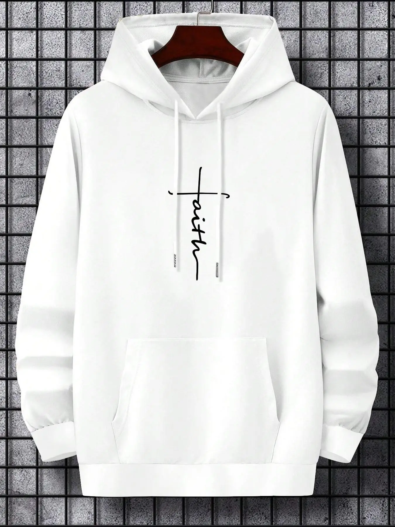 Men's Letter Print Drop Shoulder Hoodie, Loose Casual Streetwear Drawstring Pocket Hooded Top for Daily Holiday Outdoor Wear, Designer Clothing, Men C