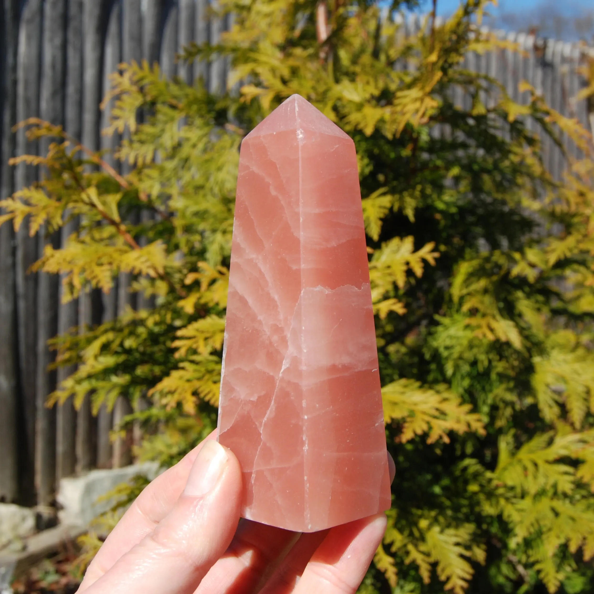 4.75in 278g Large Rose Pink Calcite Crystal Tower, Pakistan