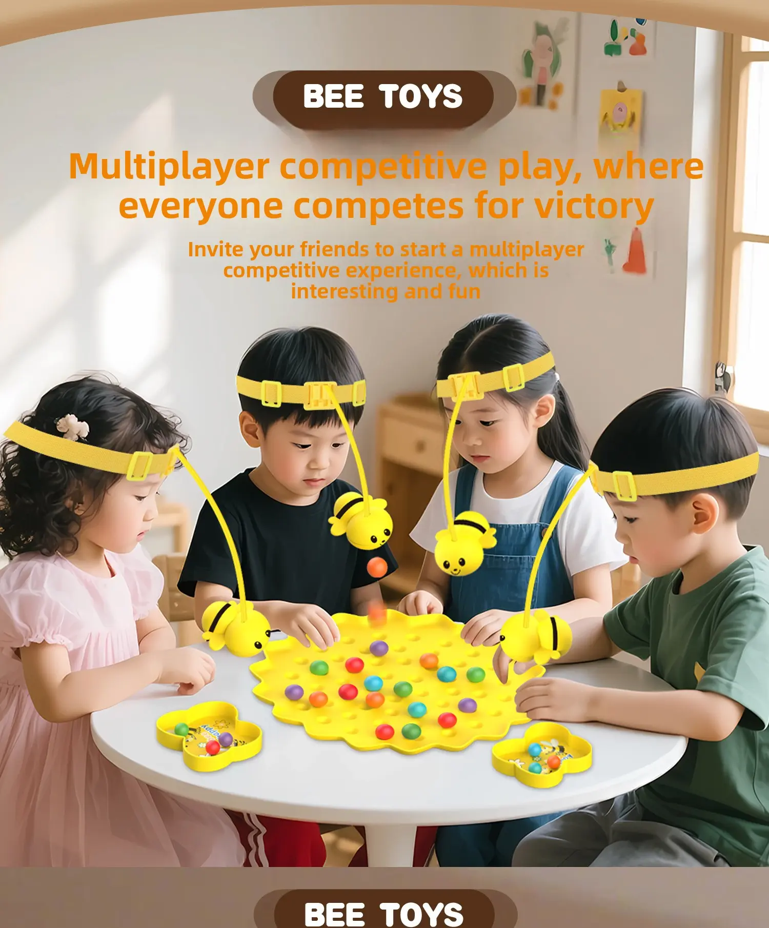 SKYQITIAN Magnetic Bee Fishing Board Game, Animal-Themed Early Learning Toy for Cognitive Development, Parent-Child Bead-Collecting Interactive Game, Toys