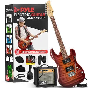 Electric Guitar Set with Amp, Full Size, 6-String, Glossy Finish Electric Guitar Set with Amp, Full Size, 6-String, Glossy Finish