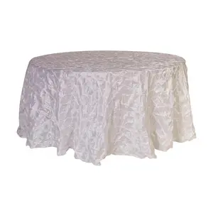 120 inch Pinwheel Pinched Taffeta Round Tablecloth White