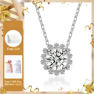 Moissanite 1ct Sunflower Pendant Necklace Flower Pendant Elegant Jewelry Perfect Christmas Birthday Engagement Wedding Anniversary Gift