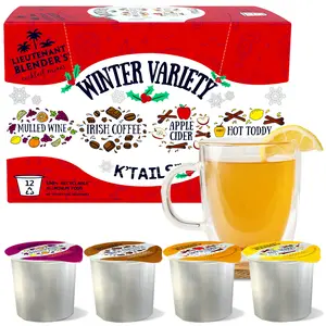 Lt. Blender's K'Tails Winter Variety Pack Single Serving Pod Cocktail Mixers Hot Toddy Irish Coffee Mulled Wine Apple Cider 12Ct Pack