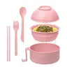 Creative Noodle Bowl Set with Lid, Microwaveable Ramen Bowls, Plastic Salad Pasta Fruit Rice Cereal Soup Maker Plate Dishware Kit, Kitchen Bowls, Ramen Bowl Microwavable