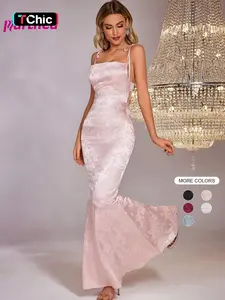 Parthea Women's Lace Up Satin Cami Mermaid Dress, Summer Clothes Women, Elegant Chic Tie Shoulder Spaghetti Strap Maxi Formal Party Evening Gown, Ladies Summer Clothes