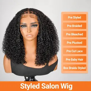 Wiggins Hair 13x6 Curly Box Braids Styled Glueless Human Wigs Pre Braided Ready To Go Human Hair Wigs Boho Braided Wig Beginners Glueless Wig