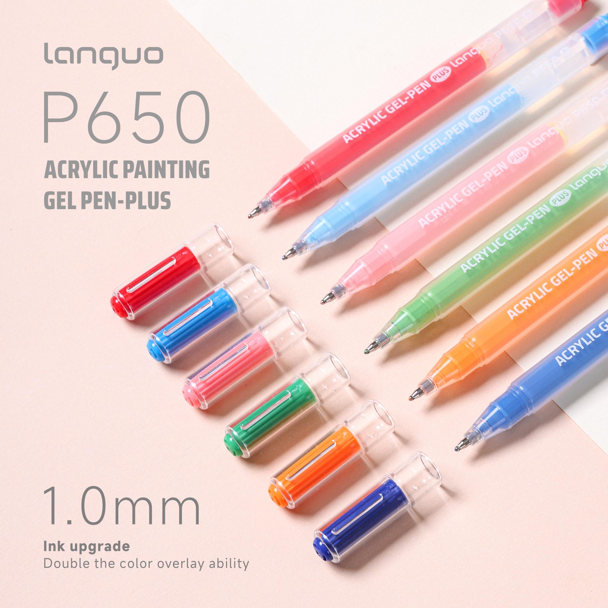 Languo 90-Color Acrylic Painting Gel-Pen Plus Set, art_set Smooth 1.0mm Bold Tip Paint Pens with 2.2g Extra Large Ink Capacity, Aesthetic No-Bleed Coloring Retractable Gel Pen pen set relaxation tool get gift school artist colored