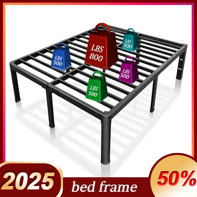 Edenza-Bed Frame- 14 16 18 Inches, Twin Full Queen King Size with Storage Space Under Frame ，Heavy Duty Metal Platform Bed Frames , Sturdy Steel Slat