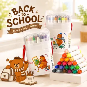 JUPITEARTH【Buy 2 Get 1】  36/24/12  silky crayons Vibrant Colors Washable Twistable Bear Crayons Non-Toxic Ultra-Silky Easy-Grip for Toddlers Kids School Art Supplies Ideal Coloring   oil pastels  back to school shopping  summerwins Colorful Illu