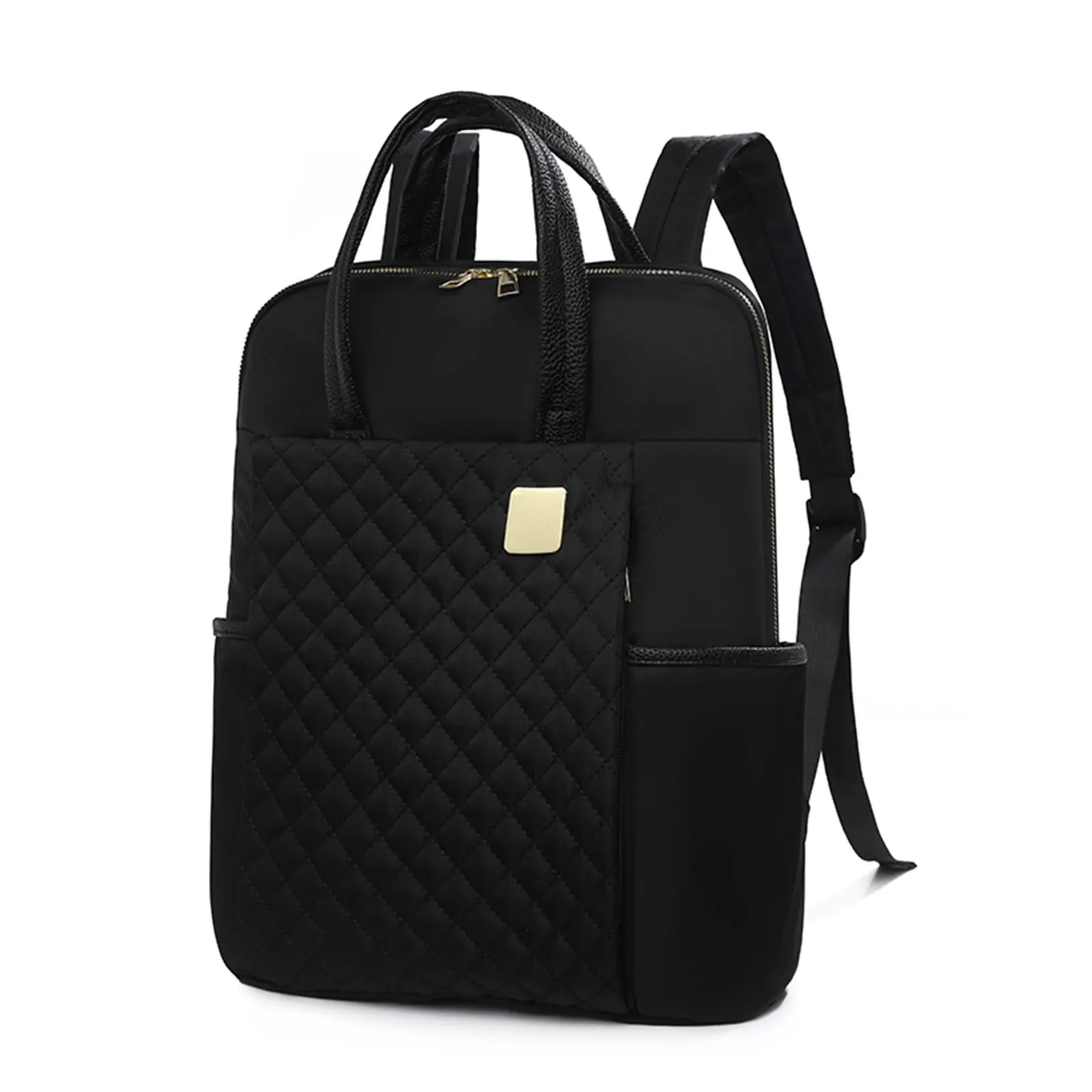 Women Water Resistant Laptop Backpack, Quilted Diamond Pattern Nylon Work Backpack with Top Handle, Large Capacity 15.6 Inch Computer Bag, Multi Pocket Lightweight Travel Commuter Backpack for Office School Business Trip