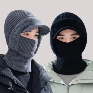 New style warm adult hat scarf hat autumn and winter new style knitted velvet thickened hat One-piece hood tightly wraps around the head for more comprehensive protection