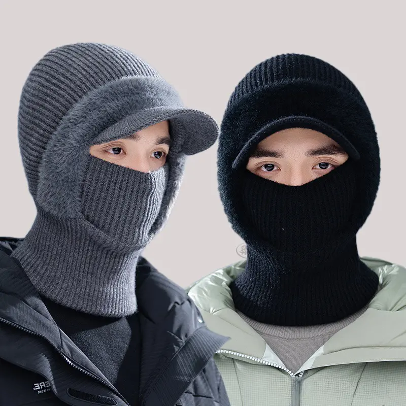 New style warm adult hat scarf hat autumn and winter new style knitted velvet thickened hat One-piece hood tightly wraps around the head for more comprehensive protection