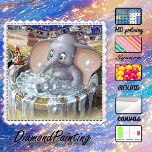 5D-DIY, premium velvet canvas, diamond art, diamond painting kit, cute, playful, water play AB diamonds, fairy dust diamonds, crystal diamonds, perfect home decoration, handmade diamond art painting kit, special craft diamond art kit