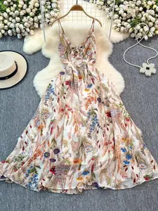 Women's Floral Print  Cami Dress, Boho Fashion Casual A Line Dress for Beach Holiday Vacation, Ladies Dress for Summer