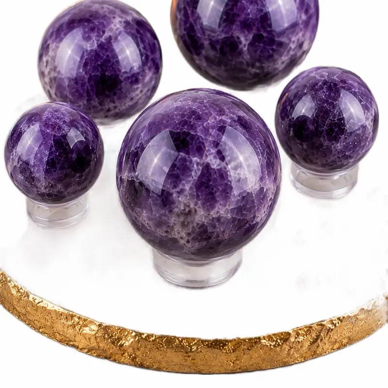 Polished Natural Amethyst Crystal Sphere - Unisex Healing Stone for Adults' Meditation, Exquisite Unique Home Decor for Family