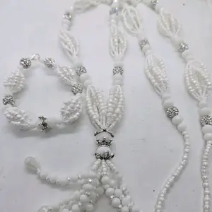 Orisha Obatala Traditional White Bead Bracelet and Necklace Set with Crown Pendant pendant gift