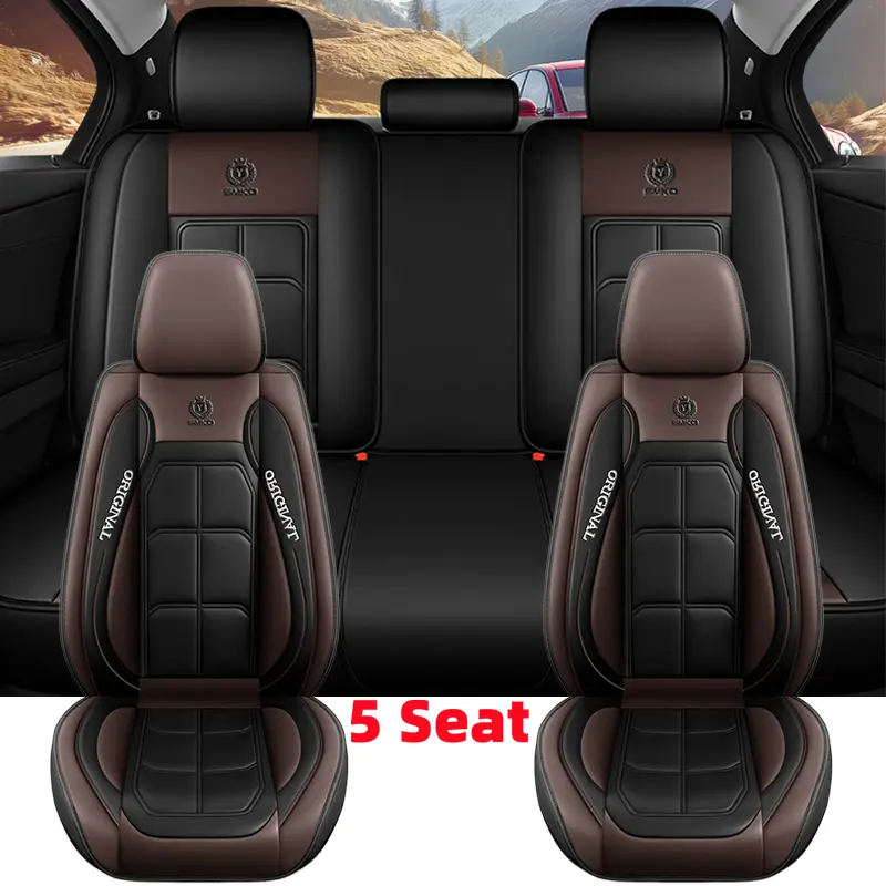 Automotive Seat Covers, 5-Seat Full Coverage Protectors - Waterproof, Wear-Resistant PU Leather, Muscle Wraparound, Soft Comfortable Car Interior Guard, Seat Protectors