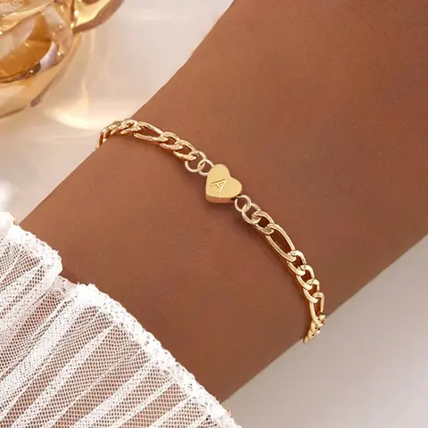 Women's Heart Letter Bracelet, Daily Wear Bracelet, New Fashion Stainless Steel Chain, Casual Style, All Seasons, No Choking Hazard, Pb20260103