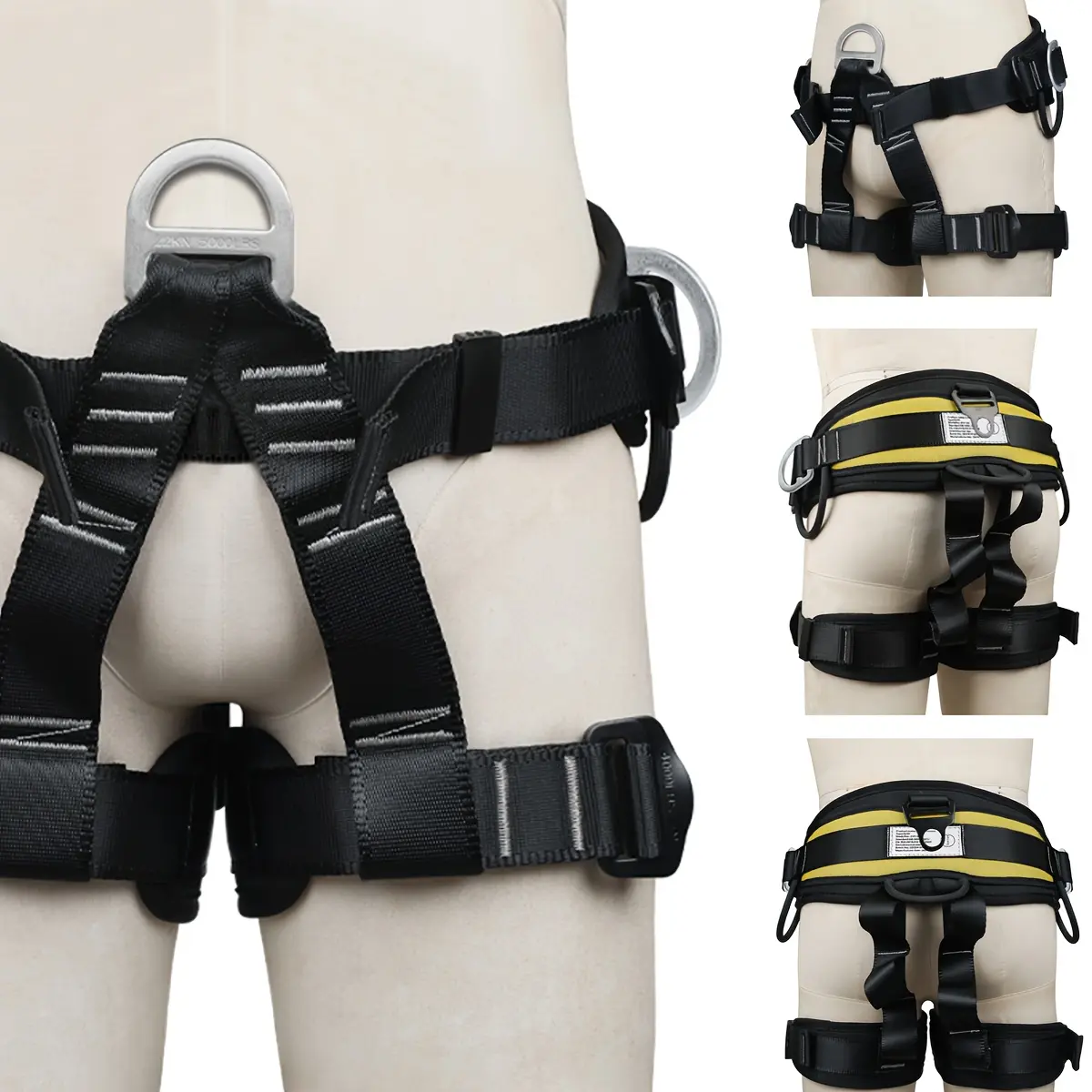 Professional Adjustable Nylon Half Body Safety Harness Strap - 3 Tool Storage Loops, Double-Layer Breathable Lumbar Pad, Durable for Men - Ideal for Tree Climbing, Outdoor Adventures