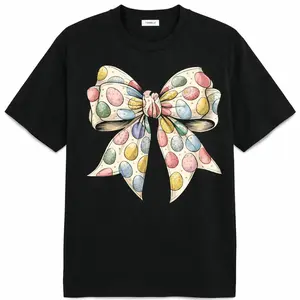 Coquette Easter Shirt, Cute Bunny Ears Bow Graphic Tee, Easter T-Shirt for Women, Spring Easter Outfit Gift