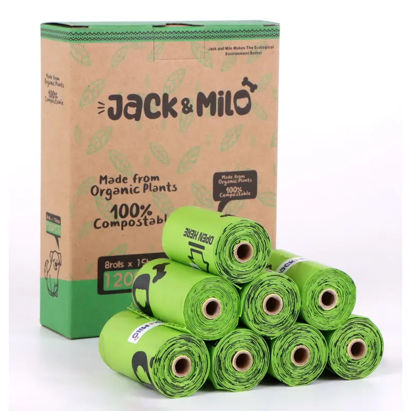 Dog Waste Bags Environmentally Friendly - Reusable Bag Container - Leak Proof Dog Poop Bag - Extra Thick and Sturdy - 8 Bags x 15 Rolls