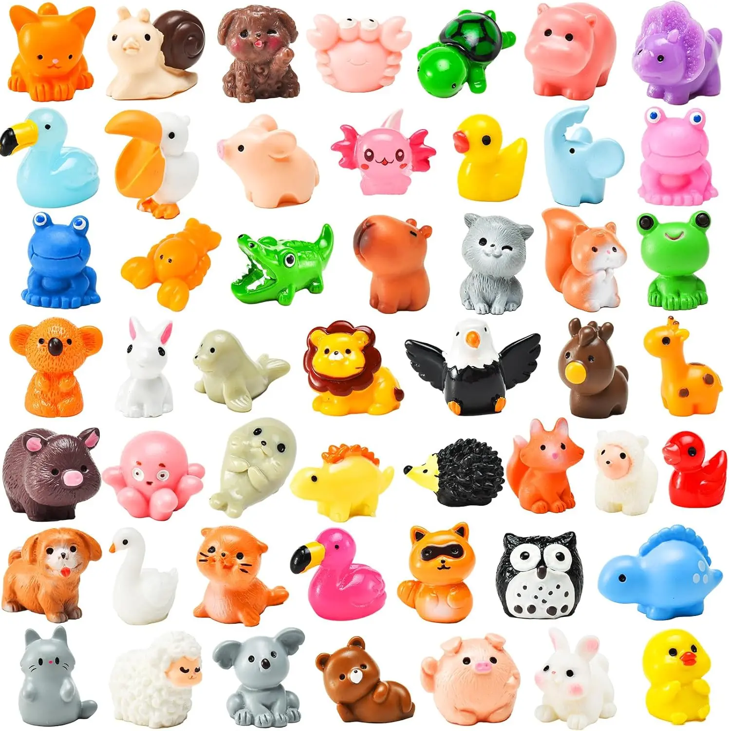 50 Pcs Mini Resin Animal Tiny Resin Figurines Bulk Miniature Little to Hide Small Animal Figures Bulk for Favors Landscape Accessories Dollhouse Crafts Decor.