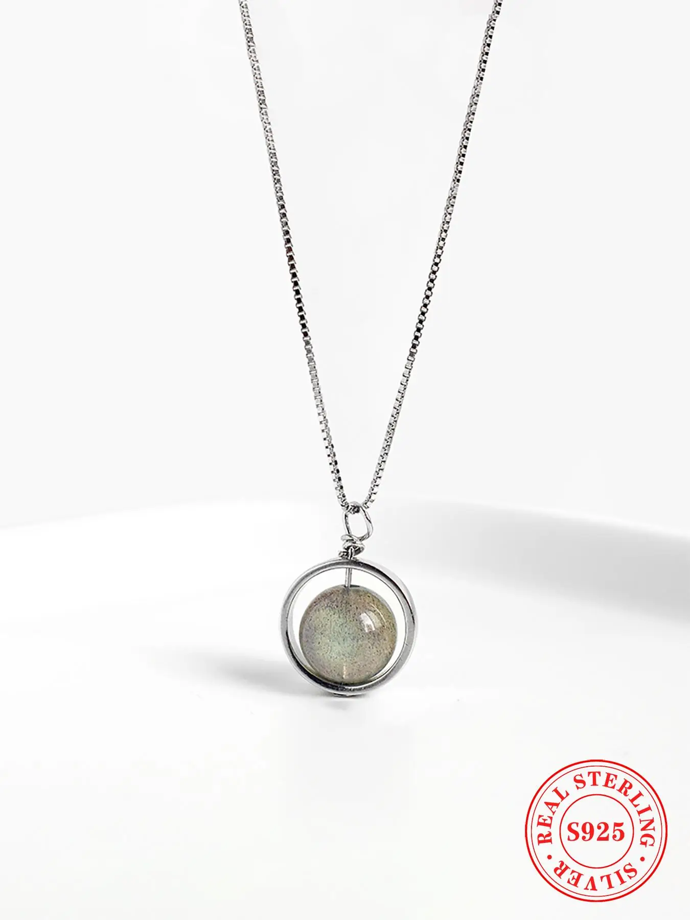 S925 Sterling Silver Moonstone Decor Pendant Necklace for Women, Fashion Jewelry for Party, Daily Decor, Trendy All-match & Exquisite Jewelry for Bir