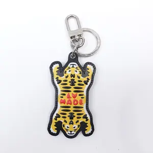 Pre-owned Louis Vuitton Canvas Bag Accessories Silver Tone Metal Monogram Tiger Bag Charm T10338412