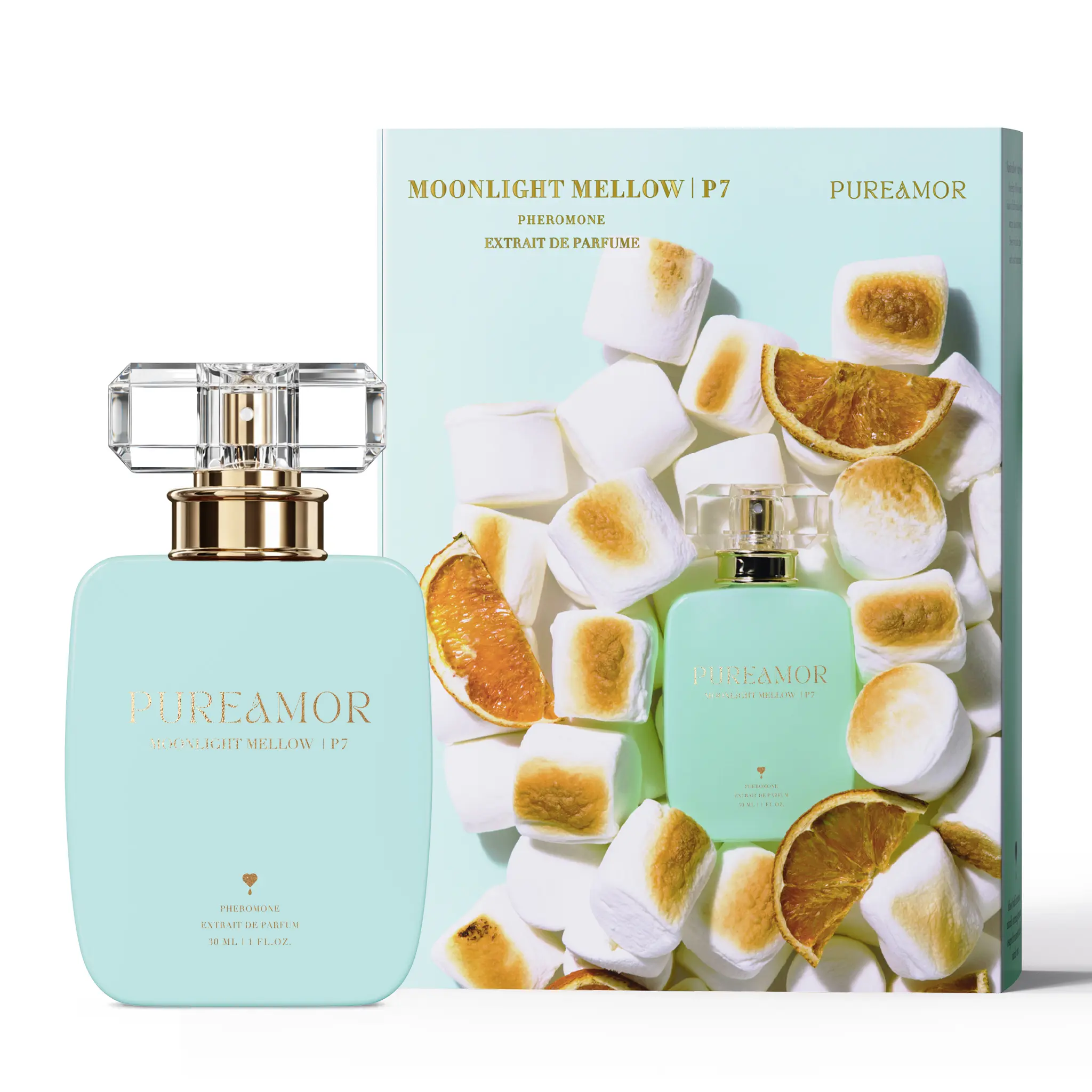 Pureamor Moonlight Mellow P7 Pheromone Natural Spray Perfume for Women, 30ml/1 oz Extrait de Parfum(Vanilla, Neroli, Caramel, Jasmine), Intimate Evening Scent, Soft Calming, Everyday Long‑Lasting Spray