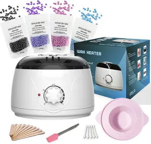Portable Electric Wax Heater Warmer Kit For Total Body Hair Removal,Pot Hot Wax Heater With 400g Beans & 10 Sticks For Facial, Armpit Waxing at Home